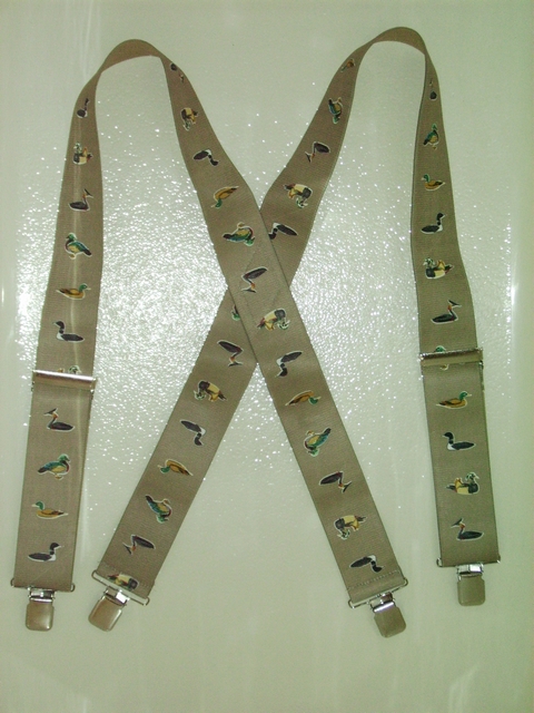 DUCK VARIETY KHAKI  2"X48" Suspenders with 4 strong 1"x 1" Stainless Steel Grips and 2 Secure Stainless Steel Length Adjusters in the front.   Entirely Stretchable Hand Washable and Hang to Dry Cotton/Polyester Material.  UA220N48DUBE